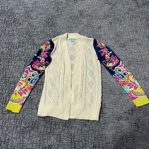Flying Tomato boho multicolored cream cardigan sweater size small